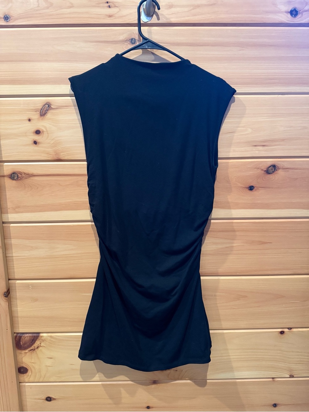 Wild Fable Women's Ruched Knit Mini Black Bodycon Dress Size Large